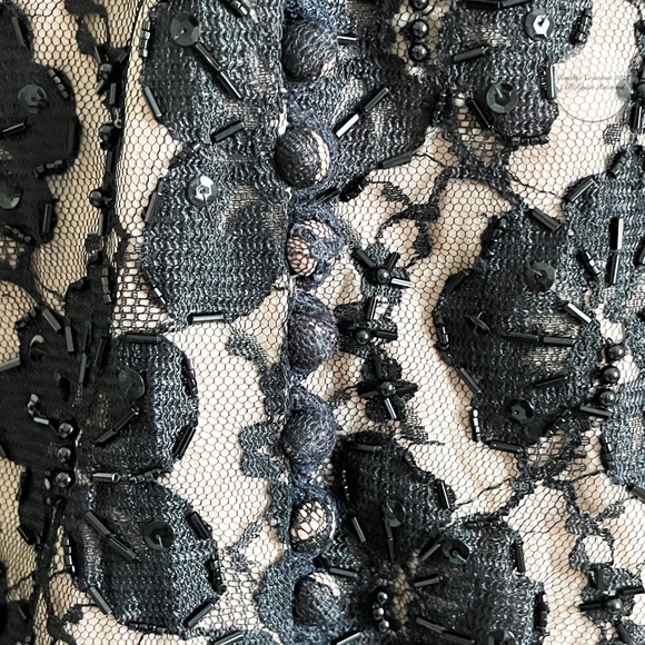 60s Opera Coat Illusion Lace Black Embellished Beaded Vintage Long Rare Formal - Picture 6 of 13